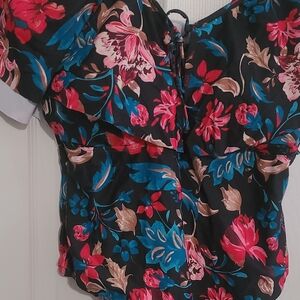 Floral Black and Pink Women's Top